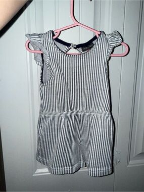 Vince Camuto Girls' Black & White Striped Sleeveless Romper